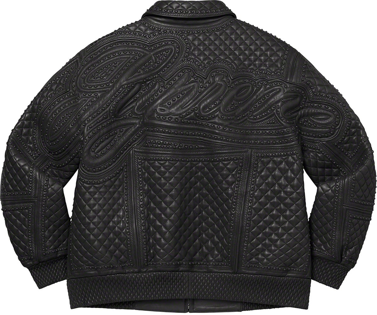 Studded Quilted Leather Jacket view 16